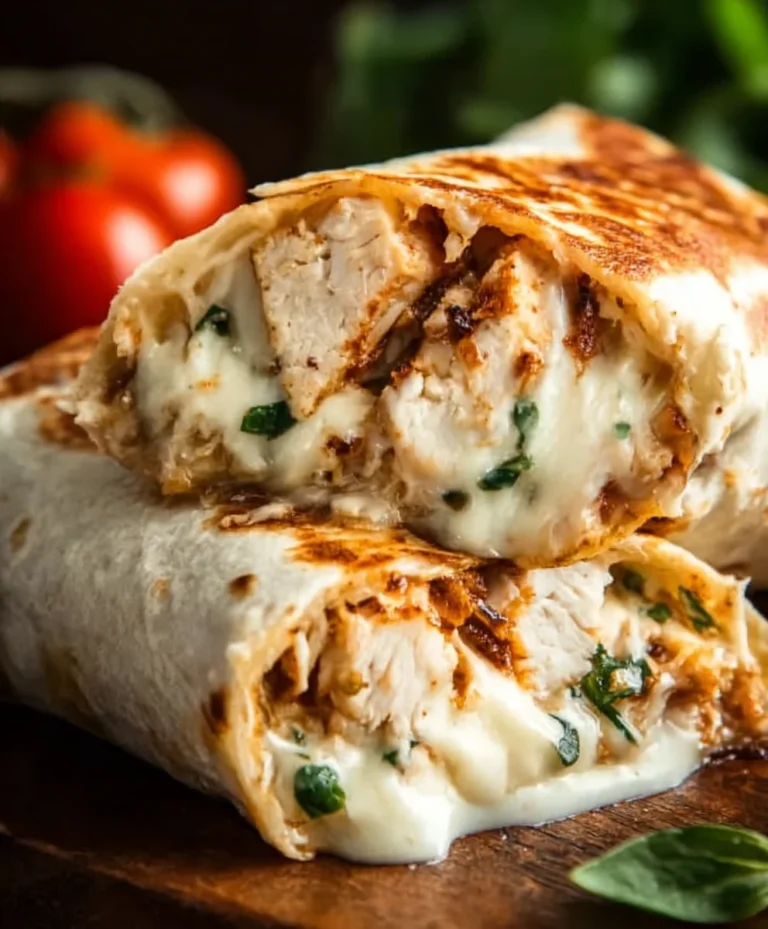 Cheesy Garlic Chicken Wraps Quick & Easy Recipe