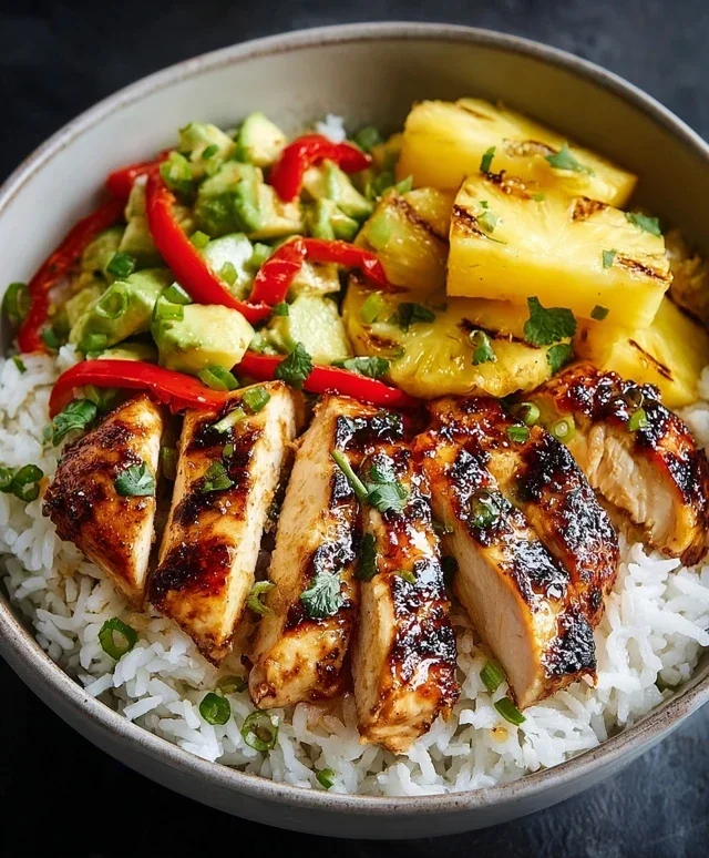 Grilled Chicken and Pineapple Bowls with Coconut Rice