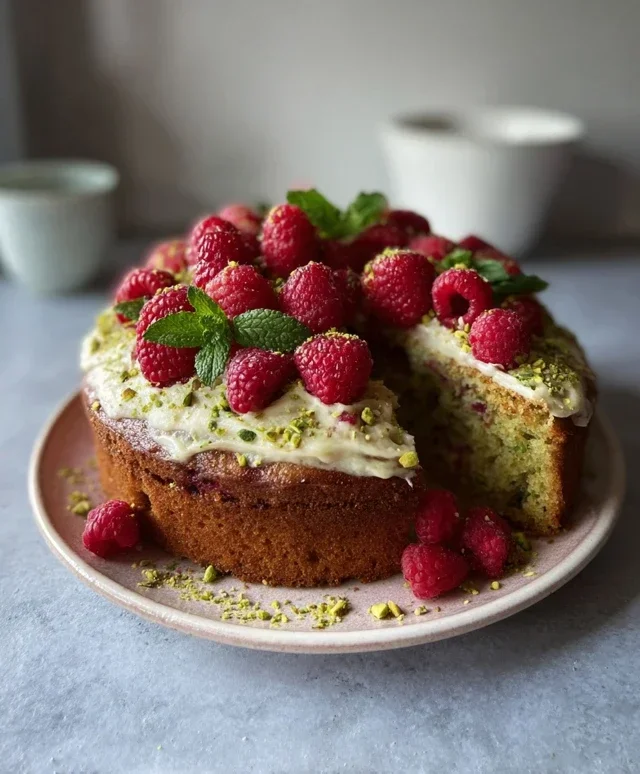 Pistachio Raspberry Cake