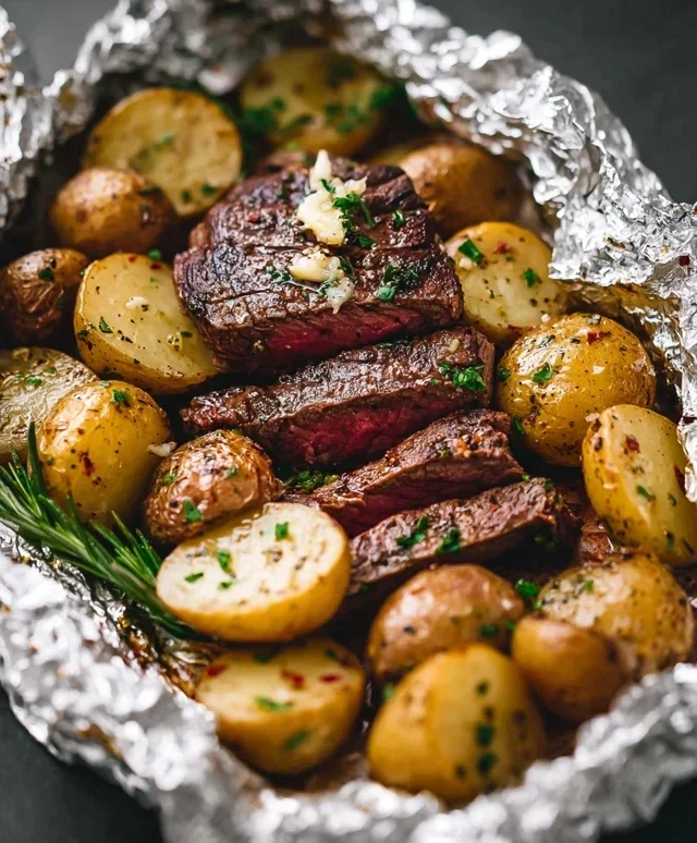 Garlic Steak & Potato Foil Packs
