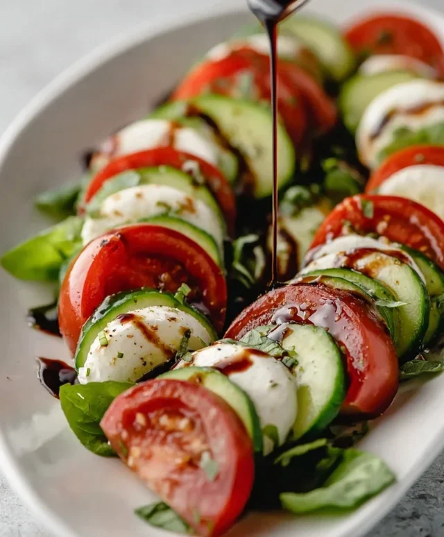 Fresh Cucumber Caprese Salad