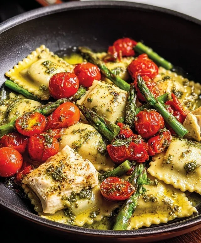 Chicken Ravioli with Pesto and Veggies