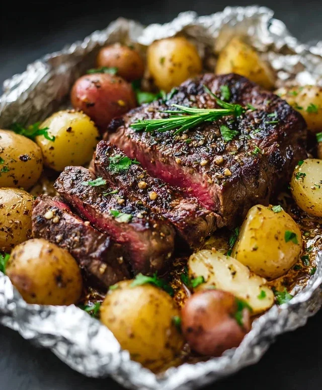 Garlic Steak & Potato Foil Packs