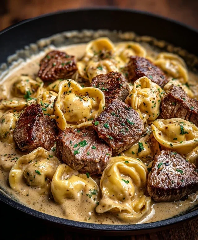 Cracked Garlic Steak Tortellini in Creamhouse Sauce Bliss
