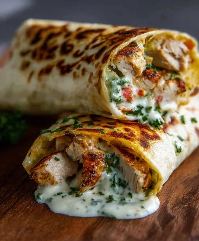 Low Carb Cheesy Garlic Chicken Wraps