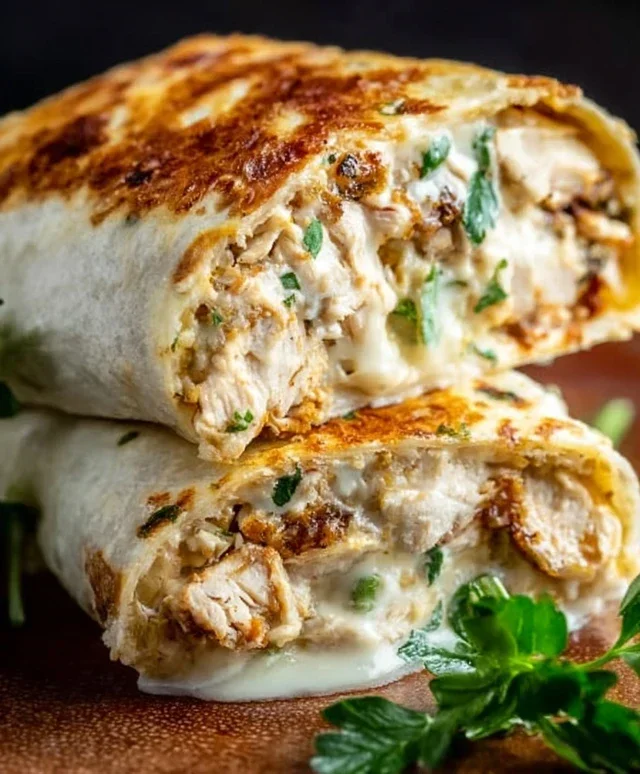 Cheesy Garlic Chicken Wraps