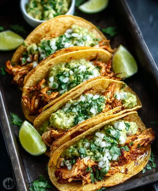 Crispy Poblano Chicken Tacos with Avocado-Jalapeño Salsa