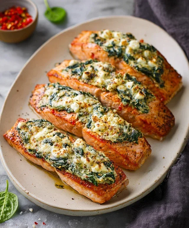Stuffed Salmon With Spinach & Feta (30 minutes!)