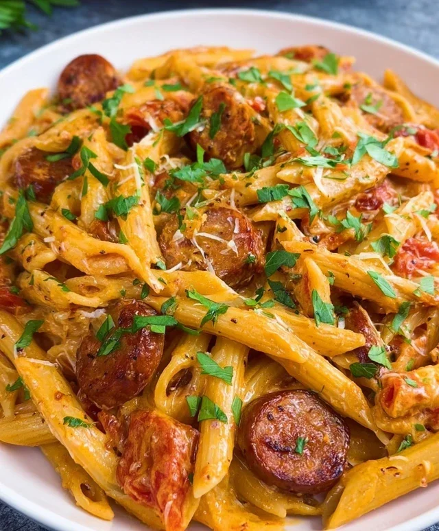 One Pot Creamy Cajun Sausage Pasta (30-Minutes)