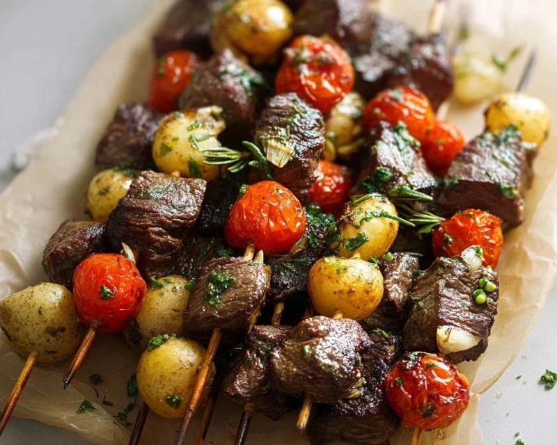 Rosemary Garlic Steak Kebabs