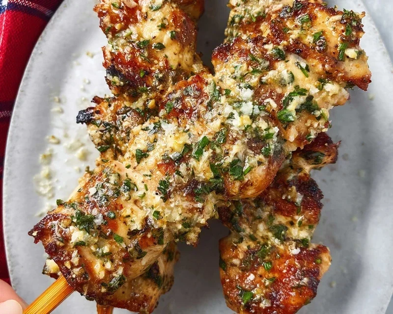 Garlic Parmesan Chicken Skewers