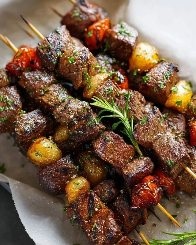Rosemary Garlic Steak Kebabs