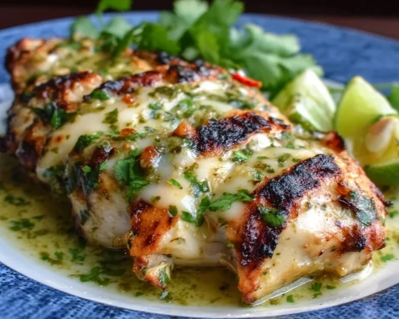 Grilled Salsa Verde Pepper Jack Chicken