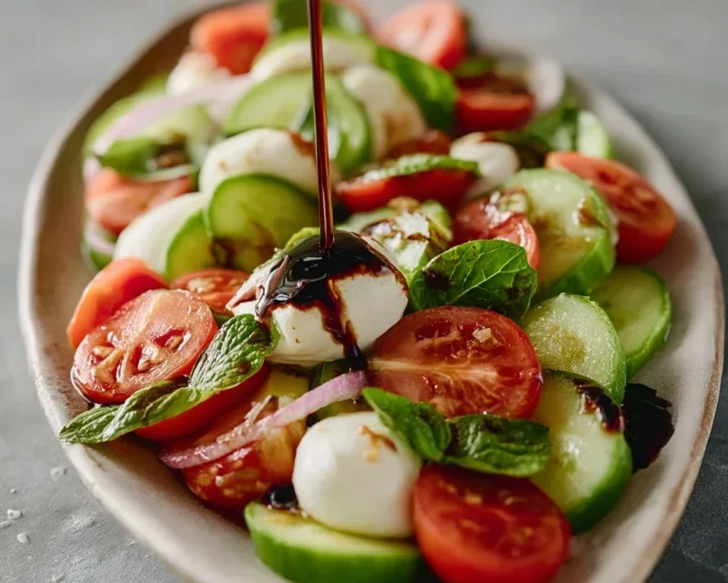 Fresh Cucumber Caprese Salad