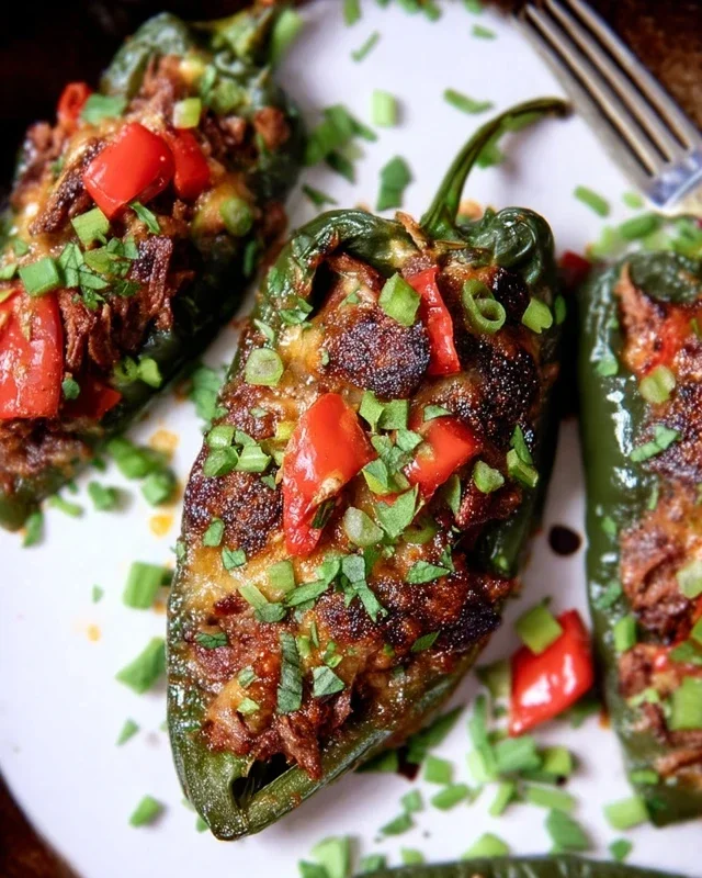 Brisket Stuffed Poblano Peppers
