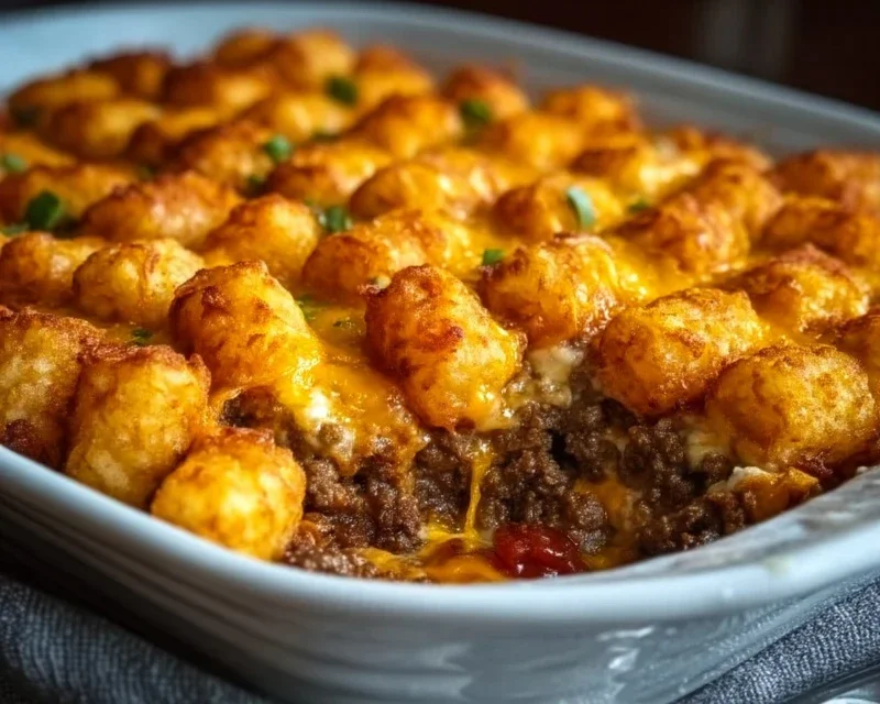 Tater Tot Casserole with Ground Beef
