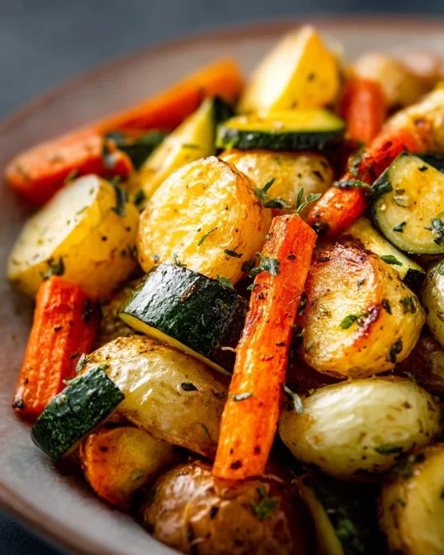 Garlic Herb Roasted Potatoes Carrots and Zucchini