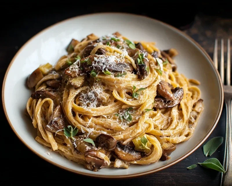 Caramelized Leek and Mushroom Gruyere Pasta