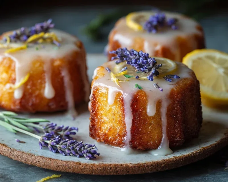 Mini Lemon Cakes With Lavender Glaze