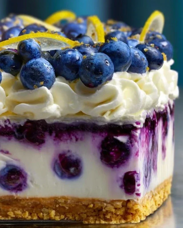 No-Bake Lemon dazzling Blueberry cream Cake