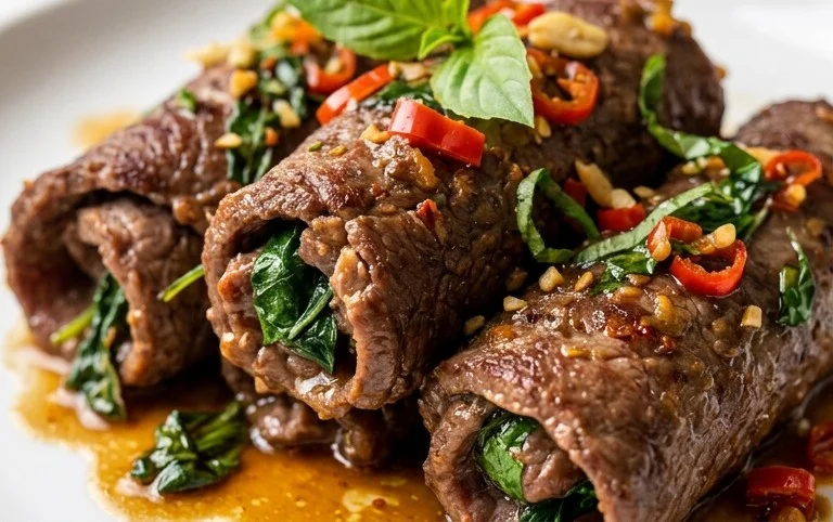 Thai Basil Beef Rolls