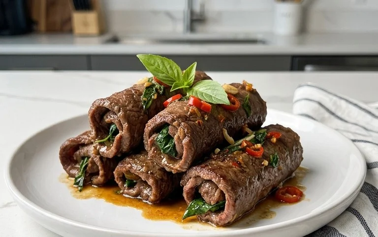 Thai Basil Beef Rolls
