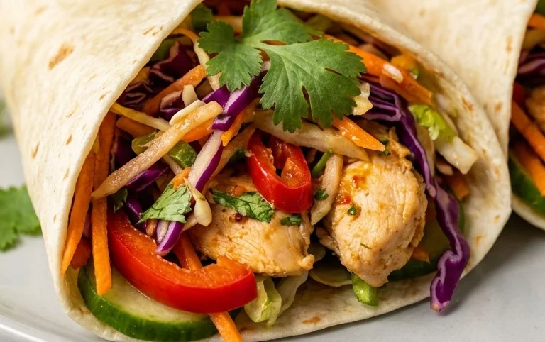 Thai Chicken Wrap with Crunchy Asian Slaw