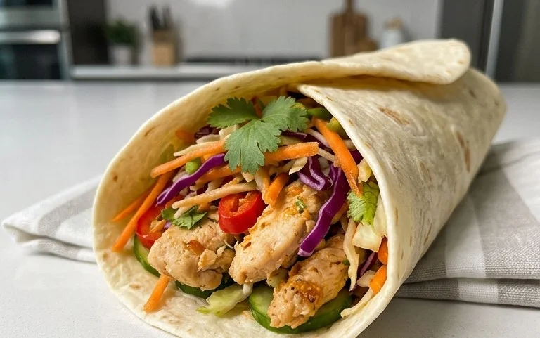 Thai Chicken Wrap with Crunchy Asian Slaw