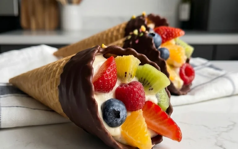 Chocolate Dipped Fruit Filled Cones