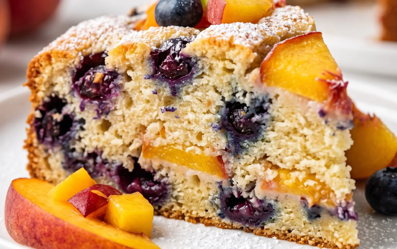 Peach and Blueberry Greek Yogurt Cake