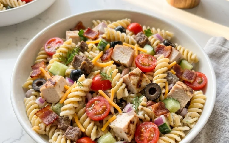 Chicken Beef Bacon Ranch Pasta Salad