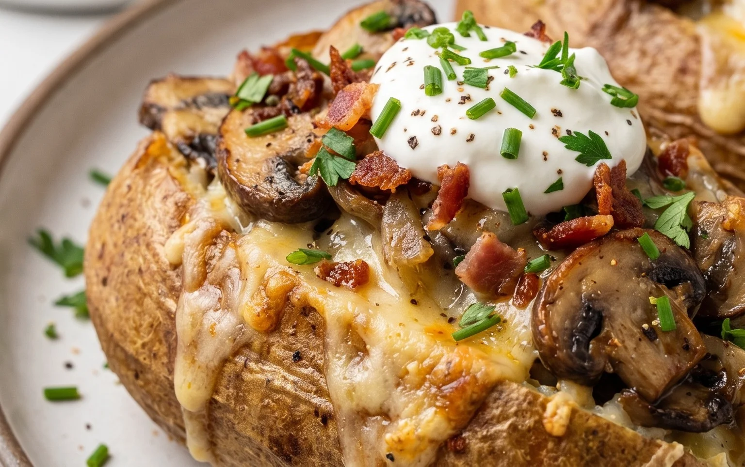 The Ultimate Stuffed Baked Potatoes with Mushrooms