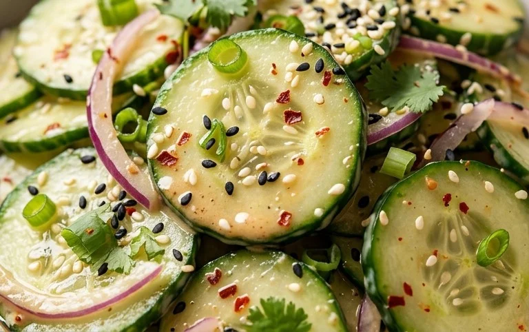 Creamy Asian Cucumber Salad Bowl