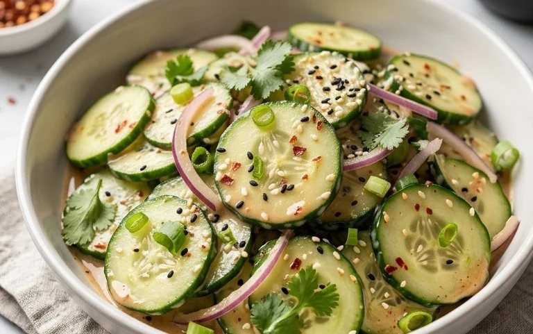 Creamy Asian Cucumber Salad Bowl