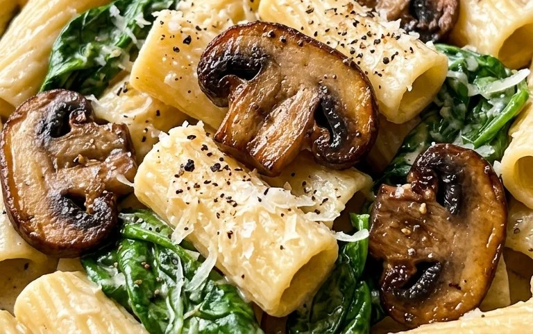 Parmesan Spinach Mushroom Pasta Skillet