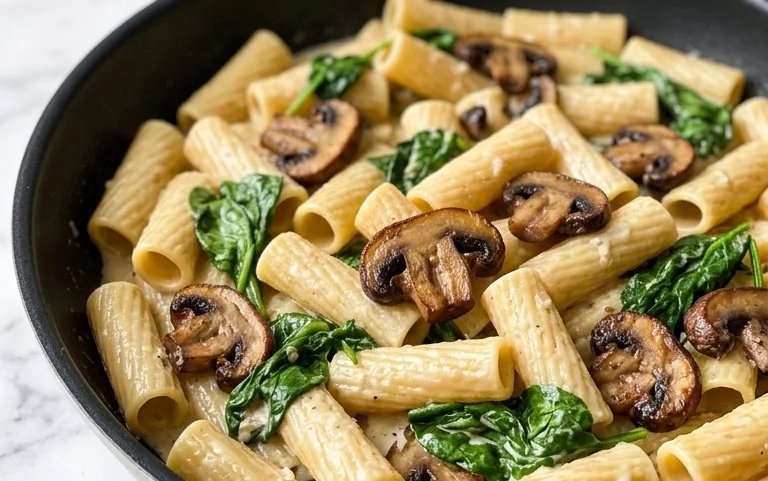 Parmesan Spinach Mushroom Pasta Skillet