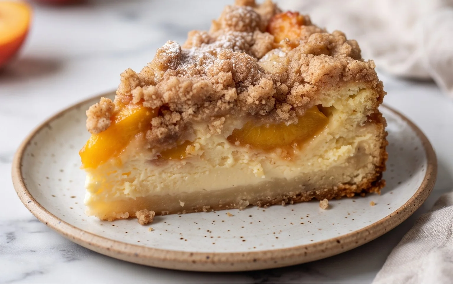 Peach Cream Cheese Cake with Streusel Topping