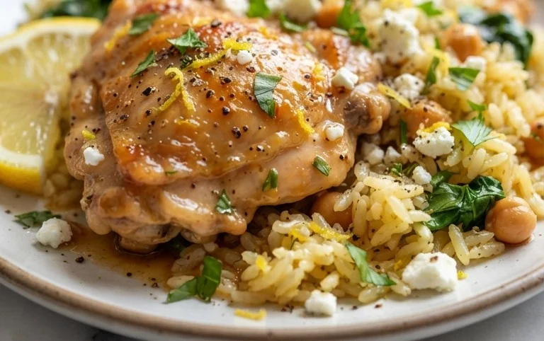 Greek Chicken and Lemon Rice (30 Minutes, One-Pot)