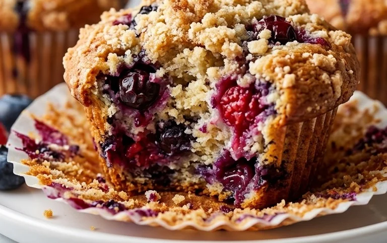 Bakery Style Mixed Berry Muffins | with Frozen Berries