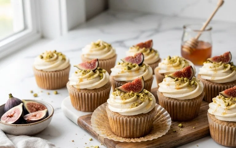 Fig Cupcakes with Honey Cream Cheese Frosting