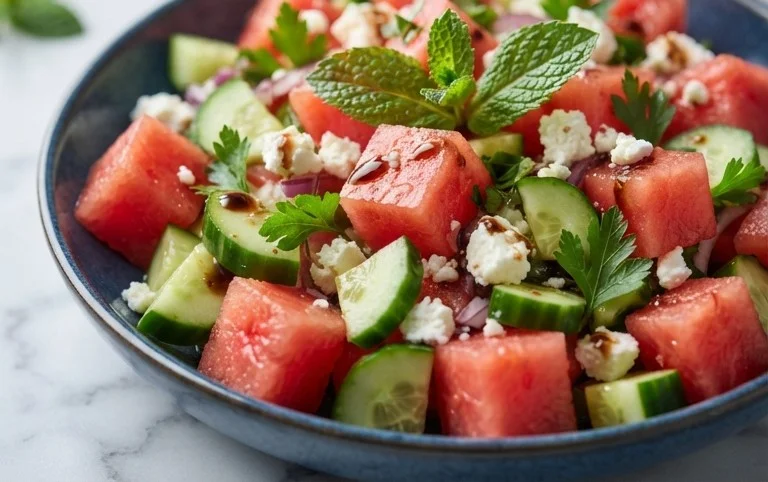 Watermelon Salad with Cucumber and Feta