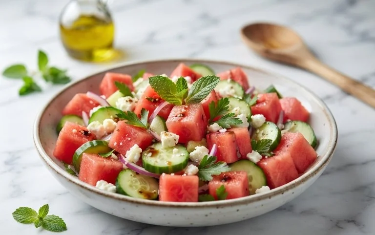 Watermelon Salad with Cucumber and Feta