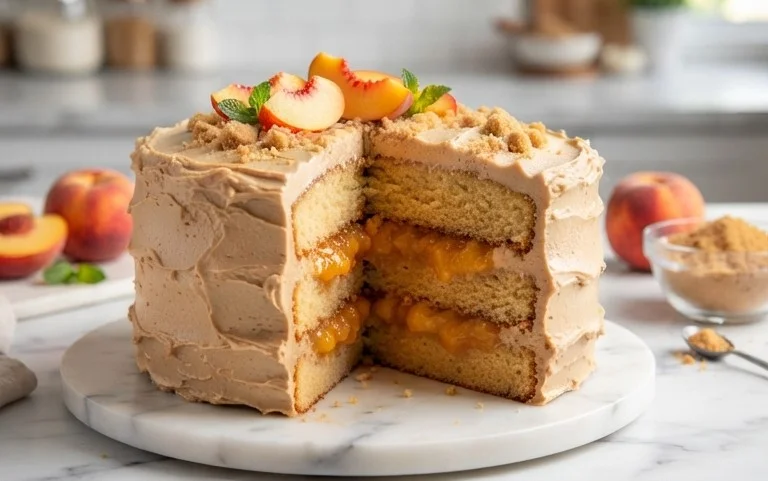 Brown Sugar Layer Cake with Peach Filling