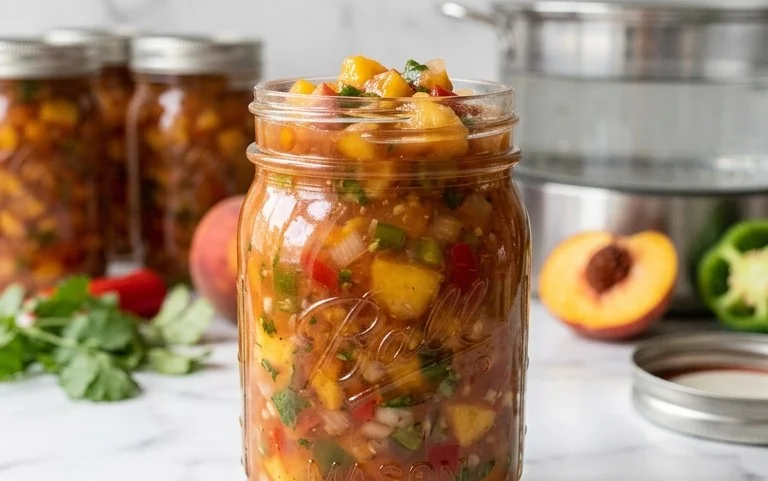 Sweet & Spicy Peach Salsa Canning Recipe