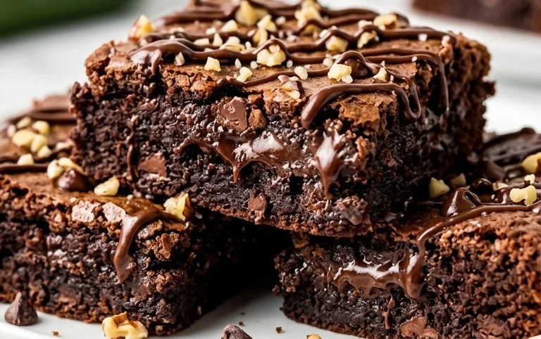 Fudgy Dark Chocolate Zucchini Brownies Recipe