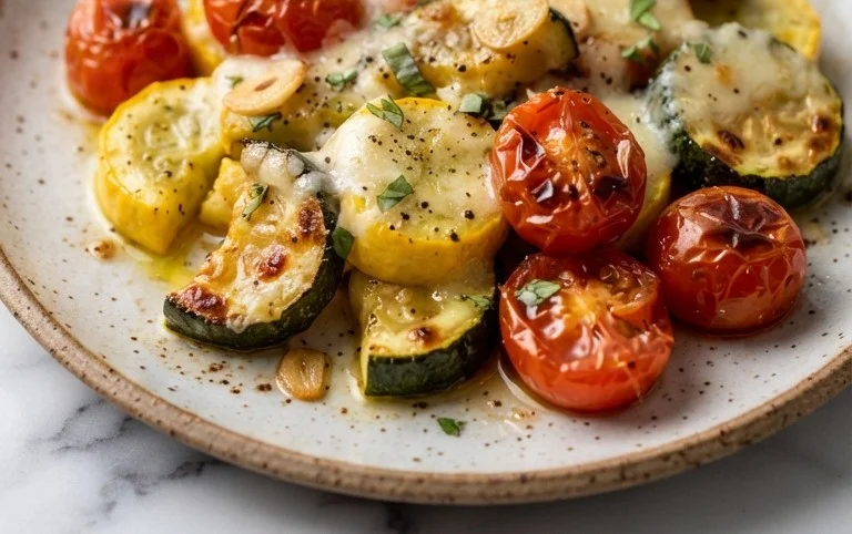 Roasted Garlic-Parmesan Zucchini, Squash and Tomatoes