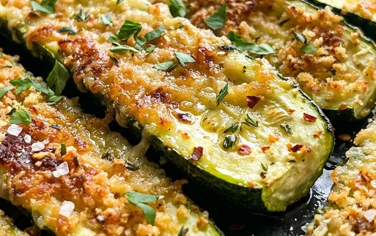 Irresistibly Crunchy Garlic Parmesan Roasted Zucchini